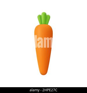 Carrot. Vegetables, autumn, Easter. 3d vector icon. Cartoon minimal style. Stock Vector