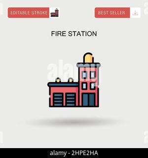 Fire station Simple vector icon. Stock Vector