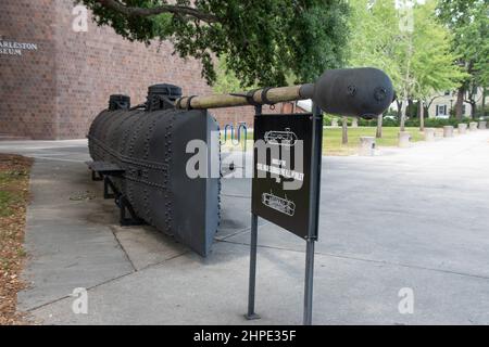 A remake of the HL Hunley Submarine Infront of the Charleston Museum Stock Photo