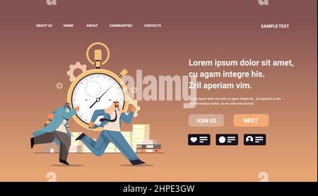 overworked arab businessmen with stopwatch running in office hurry at work deadline time management concept Stock Vector