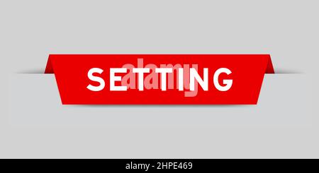 Red color inserted label with word setting on gray background Stock Vector