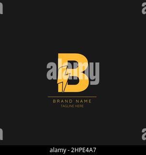 Initial B Letter with Lightning Bolt Logo Icon. Stock Vector