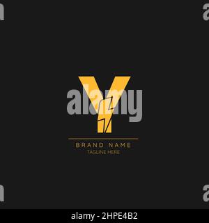 Initial Y Letter with Lightning Bolt Logo Icon. Stock Vector