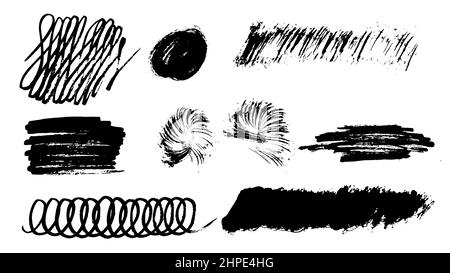 Strokes. Grunge design elements. Rectangular text boxes, speech bubbles. Stock Vector