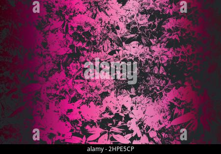 Luxury black pink violet metal gradient background with distressed texture of flower blossom. Vector illustration Stock Vector