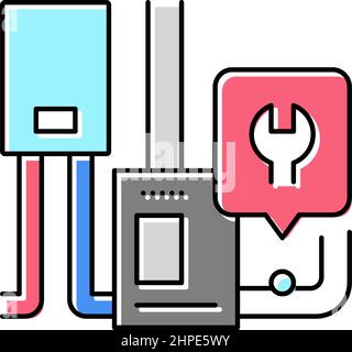 furnace repair color icon vector illustration Stock Vector