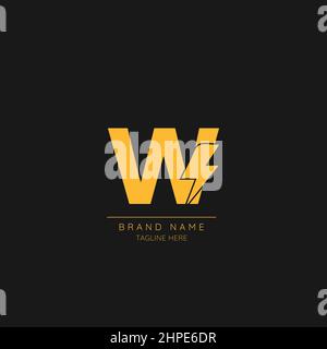 Initial W Letter with Lightning Bolt Logo Icon. Stock Vector