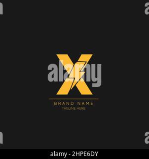 Initial X Letter with Lightning Bolt Logo Icon. Stock Vector