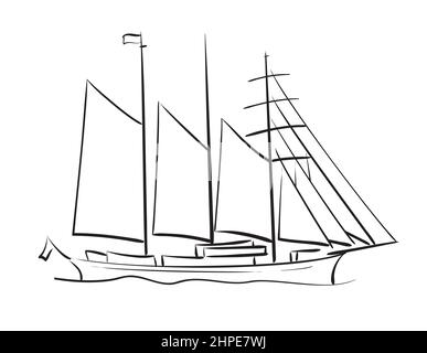 sailing ship - vector sketch Stock Vector