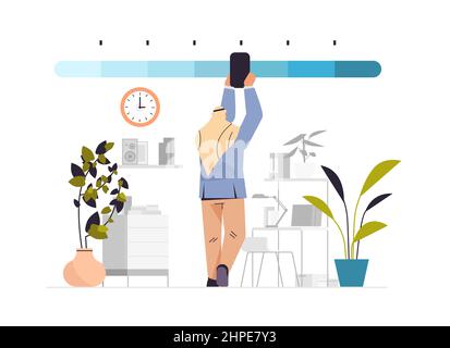 arab businessman reducing stress level arabic business man struggling with arrow of crisis measure office interior Stock Vector