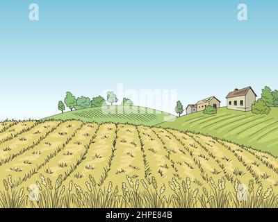 Two cows graze on the field on the background of the farm hand drawn sketch  in doodle style Vector illustration 27894659 Vector Art at Vecteezy