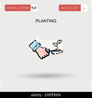 Planting Simple vector icon. Stock Vector