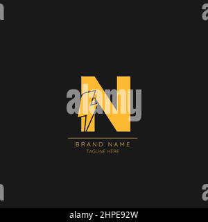 Initial N Letter with Lightning Bolt Logo Icon. Stock Vector