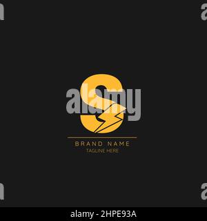 Initial S Letter with Lightning Bolt Logo Icon. Stock Vector
