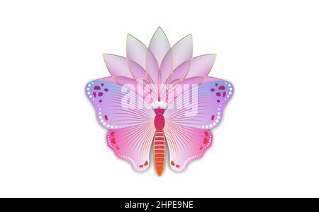 lotus flower and butterfly logo Slogan with colorful Butterfly colorful flower template. Vector Design for Fashion, Poster and Card Prints, isolated Stock Vector