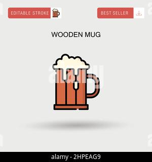 Wooden mug Simple vector icon. Stock Vector