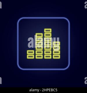 Stylish yellow neon growth graph icon - Vector illustration Stock Vector