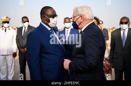 Dakar, Senegal. 20th Feb, 2022. Frank-Walter Steinmeier and Macky Sall, President of Senegal. Credit: Bernd von Jutrczenka/dpa/Alamy Live News Stock Photo