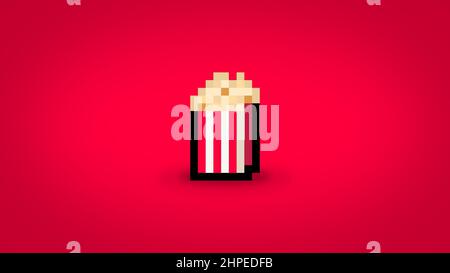 Pixel popcorn background - high resolution 4K wallpaper Stock Photo