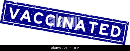 Grunge blue vaccinated word square rubber seal stamp on white background Stock Vector