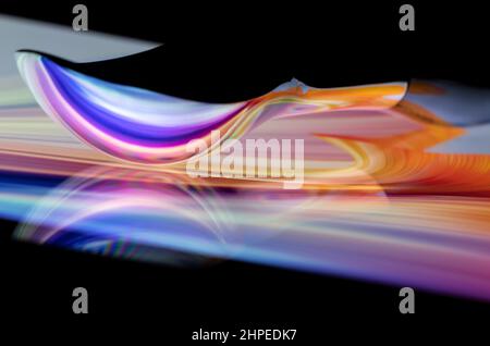 Abstract multicolor psychedelic background created with a metal spoon reflection Stock Photo