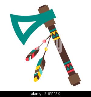 Illustration of american indians tomahawk. Ethnic image in native style. Stock Vector