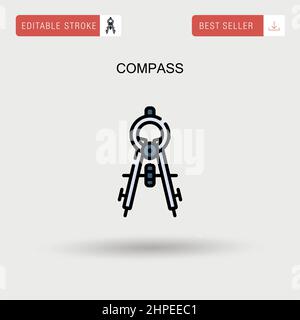 Compass Simple vector icon. Stock Vector