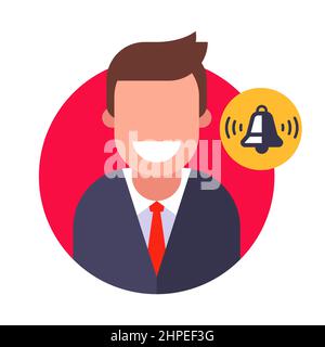 reminder for the manager. ringing bell for a person. flat vector illustration. Stock Vector