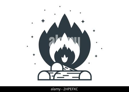 icon to kindle a bonfire in the forest on a white background. flat vector illustration. Stock Vector