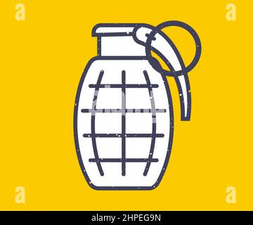 military combat grenade black icon. flat vector illustration. Stock Vector