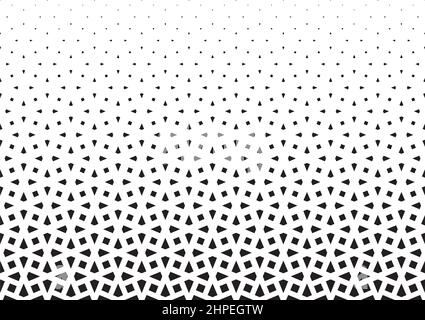Geometric pattern of black figures on a white background. Seamless in one direction. Option with a middle fade out. Stock Vector