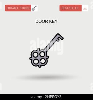 Key icon for lock and open door in house. Safety and security ...