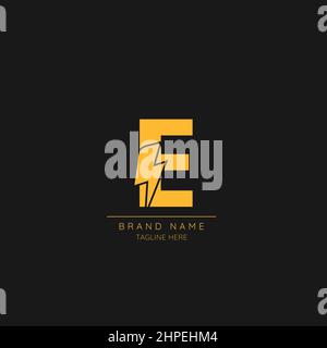 Initial E Letter with Lightning Bolt Logo Icon. Stock Vector