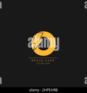 Initial O Letter with Lightning Bolt Logo Icon. Stock Vector