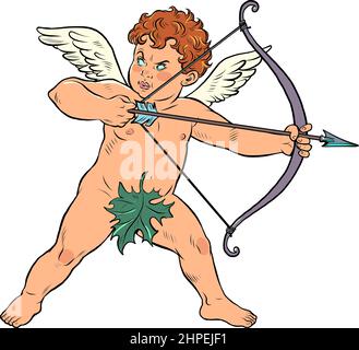Baby angel Cupid with a bow and arrow, a mythical character of love Stock Vector