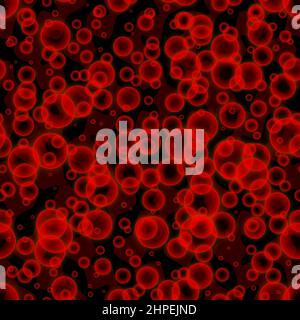 Vector Glowing Red Bubbles Abstract Texture Seamless Pattern Background Stock Vector