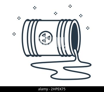 leakage of nuclear waste from an iron barrel. high radiation. flat vector illustration. Stock Vector