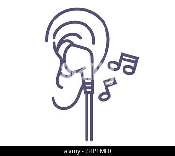 icon to listen to music in the earphone. flat vector illustration. Stock Vector