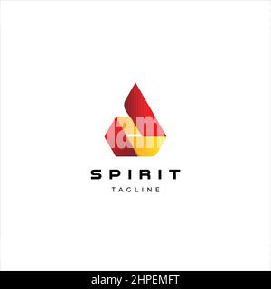 Abstract Simple Fire Geometric Shape Logo Design Template Stock Vector