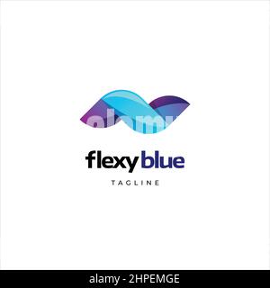 Abstract Blue Flexible Dynamic Logo Sign Symbol Icon Stock Vector