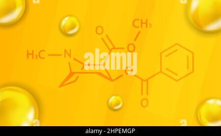 Cocaine chemical formula. Cocaine 3D Realistic chemical molecular structure Stock Vector