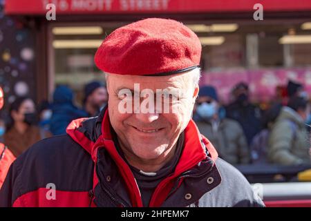 New York, United States. 20th Feb, 2022. Curtis Sliwa attends the Lunar New Year Parade in Chinatown, New York City. The Lunar New Year Parade returned this year after celebrations were scaled back in 2021 due to the coronavirus pandemic. Credit: SOPA Images Limited/Alamy Live News