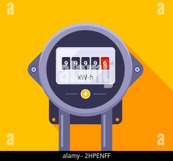 device for measuring electricity consumption at home. flat vector illustration. Stock Vector