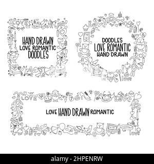 Hand drawn love doodle icons vector illustration Stock Vector