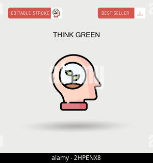 Think green Simple vector icon. Stock Vector