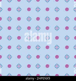 Geometric stars on blue background, seamless pattern. Stock Vector