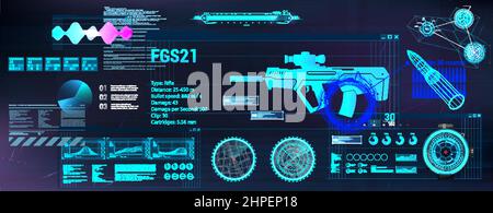 Military user interface. Futuristic control center HUD, GUI Stock Vector