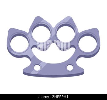 metal brass knuckles for a brutal fight. flat vector illustration. Stock Vector