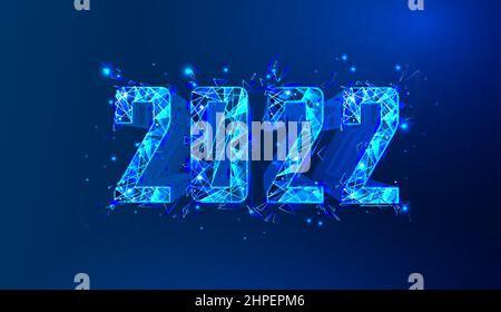 Blue modern banner 2022 in futuristic style Stock Vector