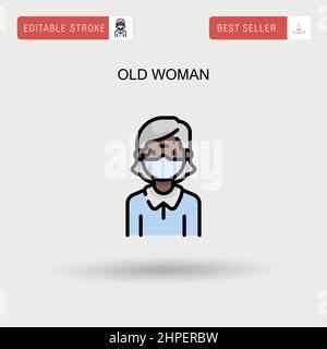 Old woman Simple vector icon. Stock Vector